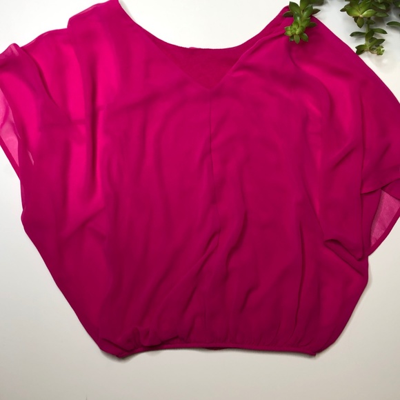 Hot Pink Winged Sleeve Dress Shirt with two layers - Picture 3 of 5